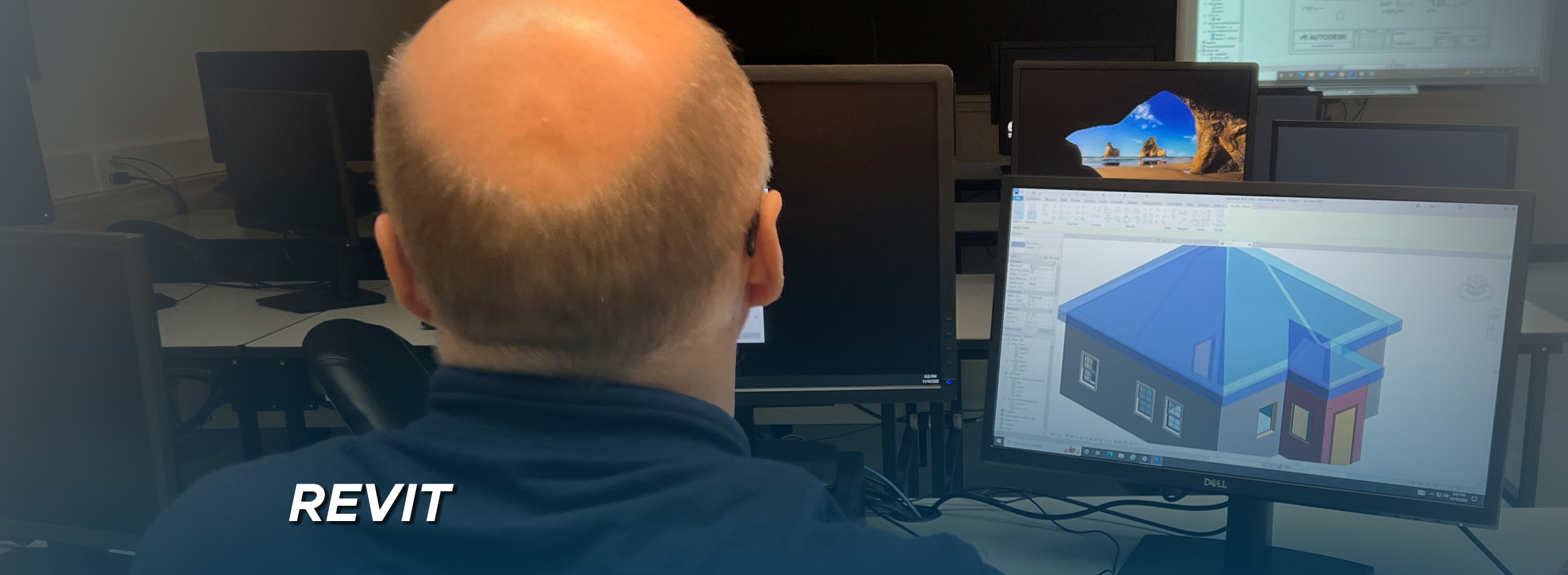 man working at computer