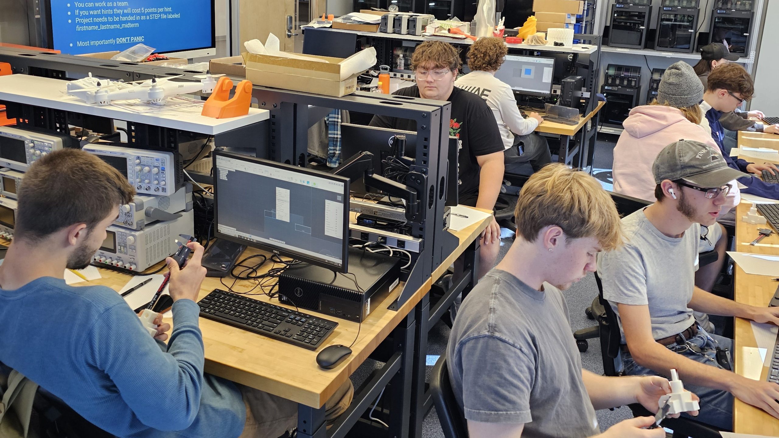 students working at computers